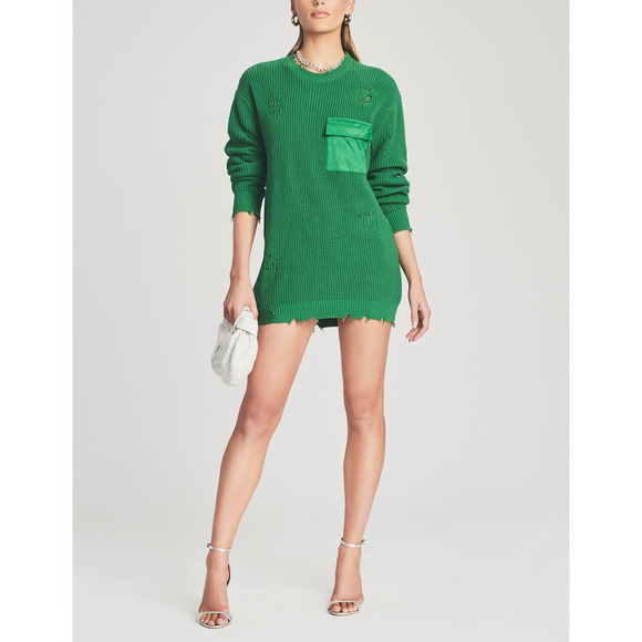Ser.O.Ya 'Devin' Green Faux Suede Sweater Size S